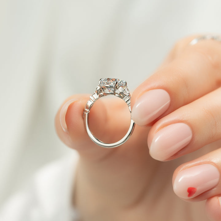 The Cindy Round Lab Diamond Moissanite Engagement Ring *Shown with 2.5 ct #material_white