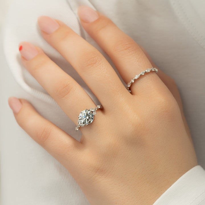 The Cindy Round Lab Diamond Moissanite Engagement Ring *Shown with 2.5 ct #material_white