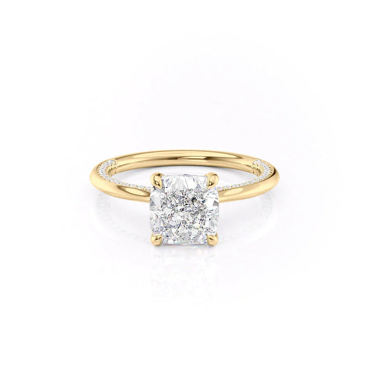 The Clara Set With Cushion Solitaire Lab Diamond 1 Carat 18K Gold#material_18k-gold