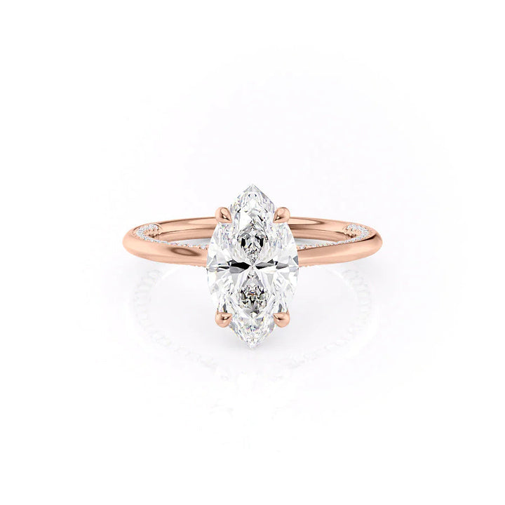 The Clara Set With Marquise Solitaire Lab Diamond 1 Carat 14K Rose#material_rose