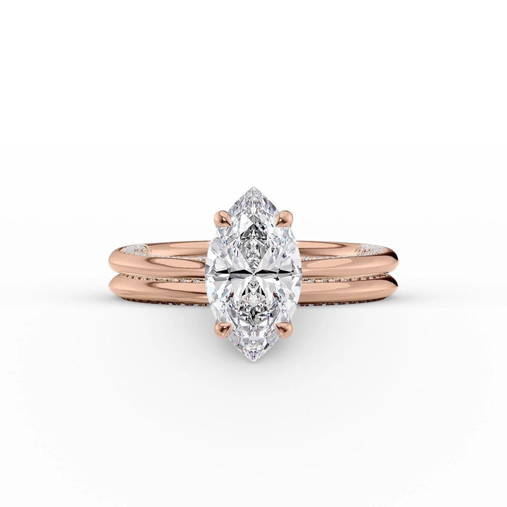 The Clara Set With Marquise Solitaire Lab Diamond 2 Carat 14K Rose#material_rose