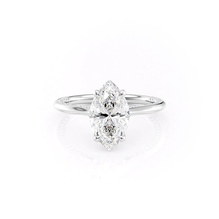 The Clara Set With Marquise Solitaire Lab Diamond 1 Carat 14K White#material_white