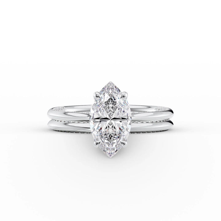 The Clara Set With Marquise Solitaire Lab Diamond 2 Carat 14K White#material_white