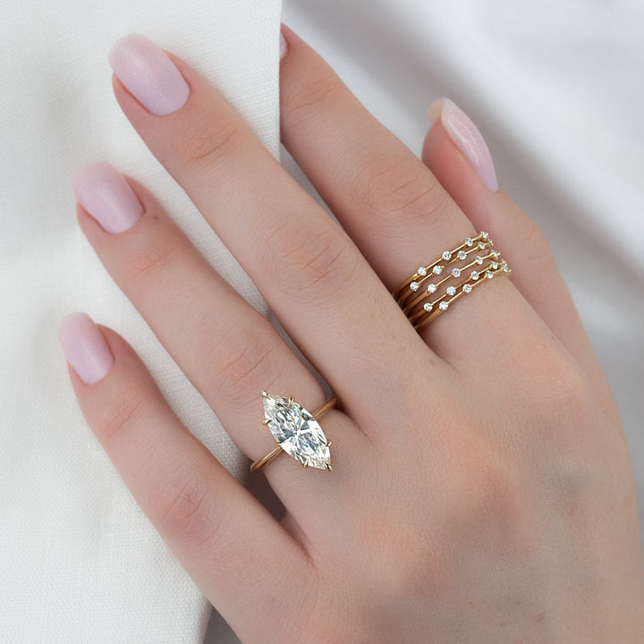The Clara Marquise Lab Diamond Moissanite Engagement Ring *Shown with 4 ct #material_gold