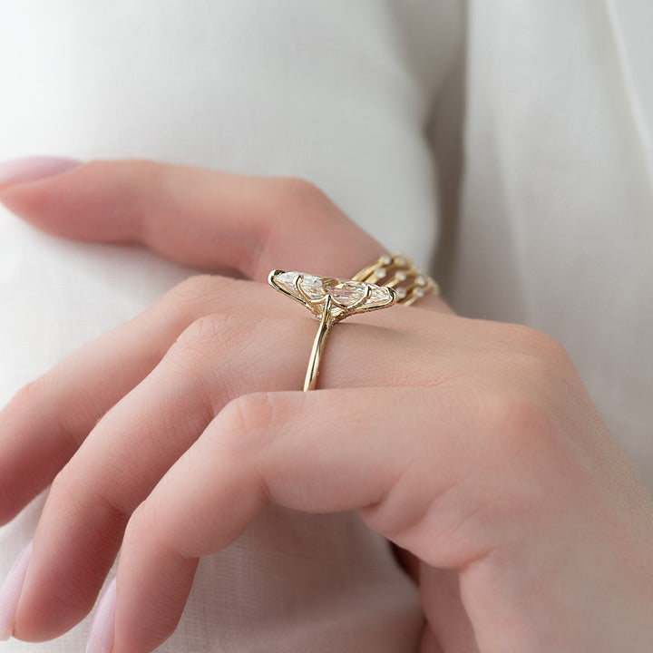The Clara Marquise Lab Diamond Moissanite Engagement Ring *Shown with 4 ct #material_gold