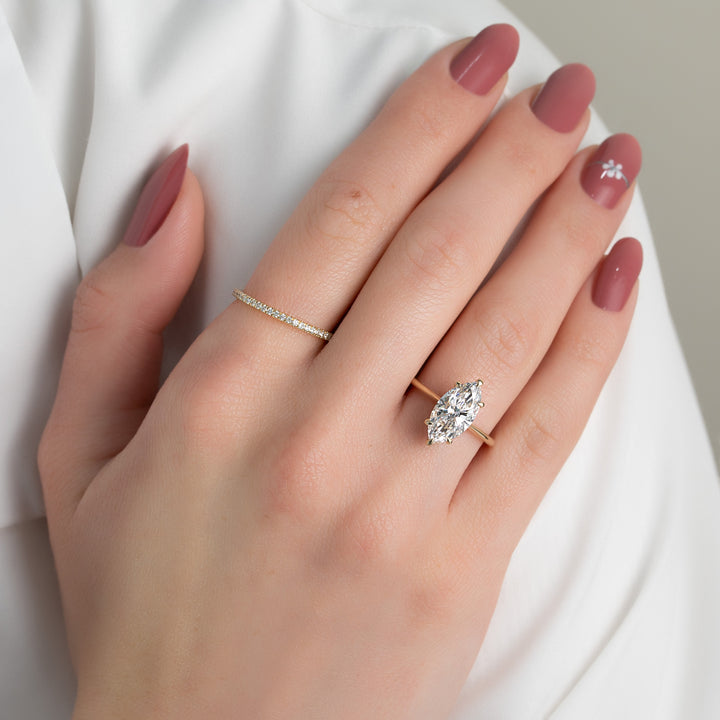 The Clara Marquise Lab Diamond Moissanite Engagement Ring *Shown with 2.5 ct #material_gold