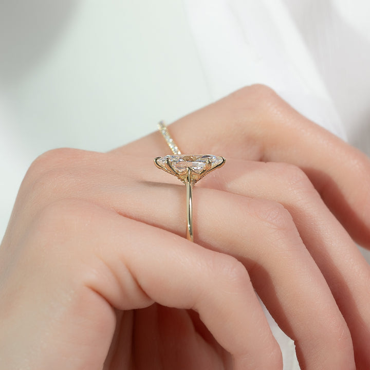 The Clara Marquise Lab Diamond Moissanite Engagement Ring *Shown with 2.5 ct #material_gold