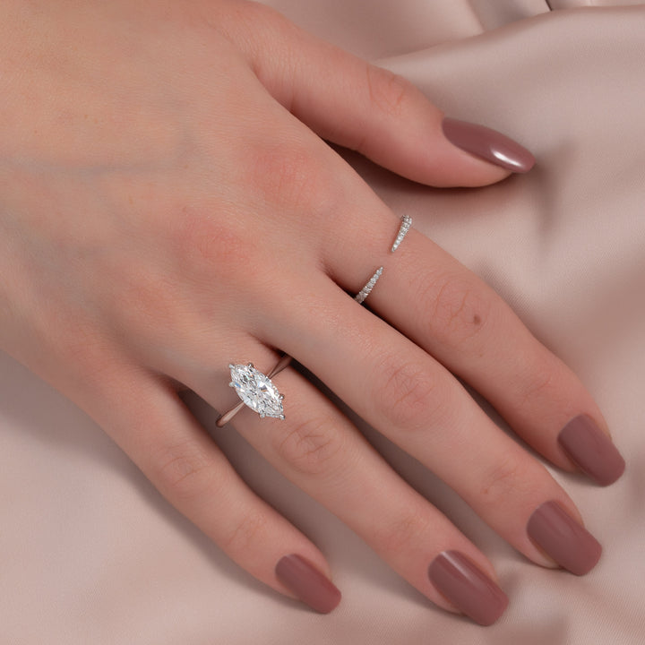 The Clara Marquise Lab Diamond Moissanite Engagement Ring *Shown with 2 ct #material_white
