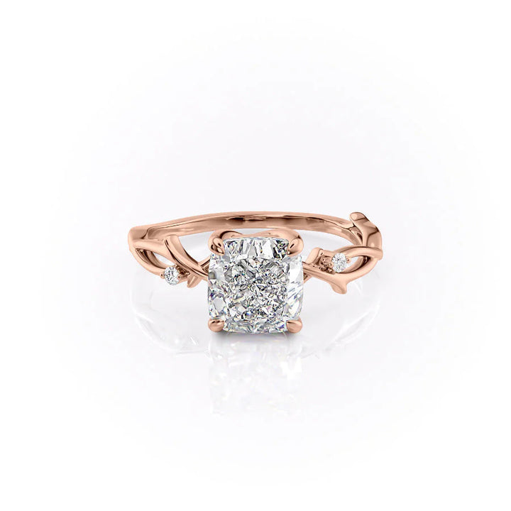 The Coco Set With Cushion Side Stone Lab Diamond 1 Carat 14K Rose#material_rose