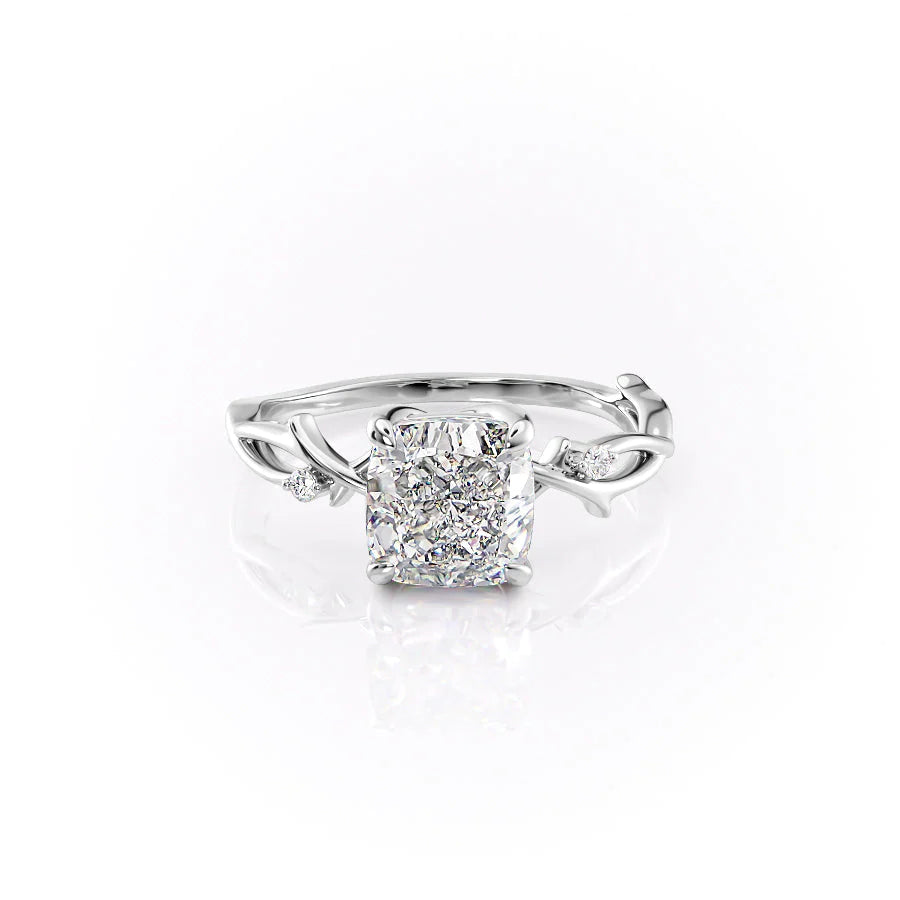 The Coco Set With Cushion Side Stone Lab Diamond 1 Carat 14K White#material_white