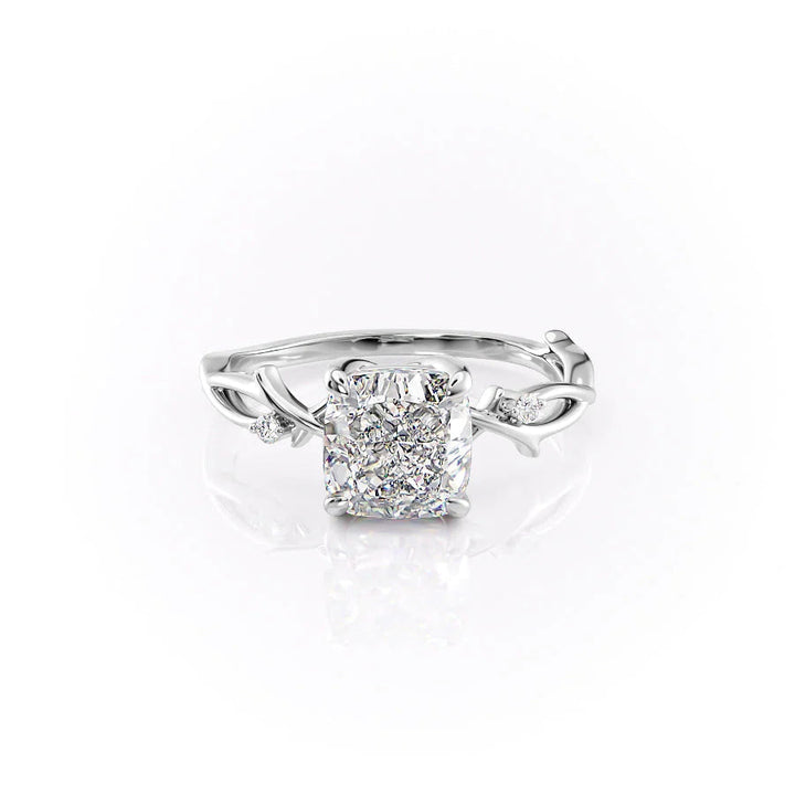 The Coco Set With Cushion Side Stone Lab Diamond 1 Carat 14K White#material_white