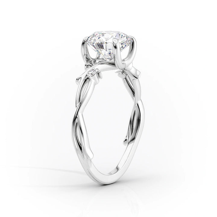 The Coco Set With Cushion Side Stone Lab Diamond 1.5 Carat 14K White#material_white