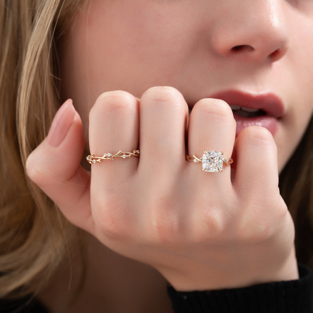 The Coco Cushion Lab Diamond Moissanite Engagement Ring