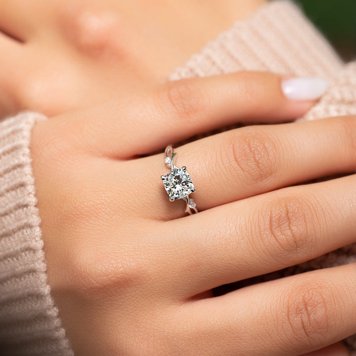 The Coco Cushion Lab Diamond Moissanite Engagement Ring *Shown with 1.5 ct #material_white
