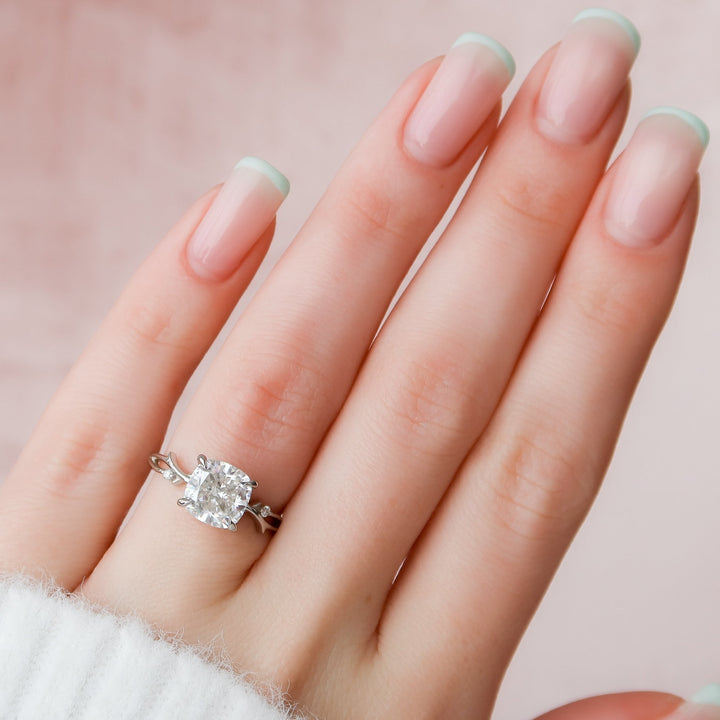 The Coco Cushion Lab Diamond Moissanite Engagement Ring *Shown with 2.5 ct #material_white