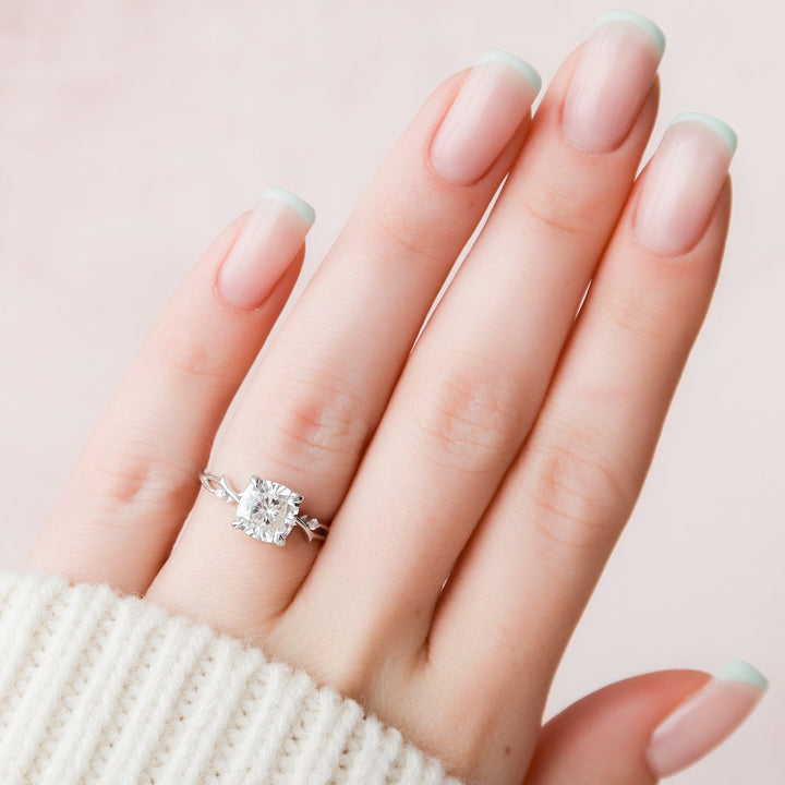 The Coco Cushion Lab Diamond Moissanite Engagement Ring *Shown with 2 ct #material_white