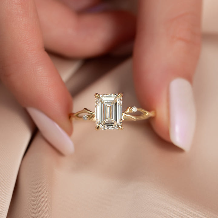 The Coco Emerald Lab Diamond Moissanite Engagement Ring *Shown with 2.5 ct #material_gold