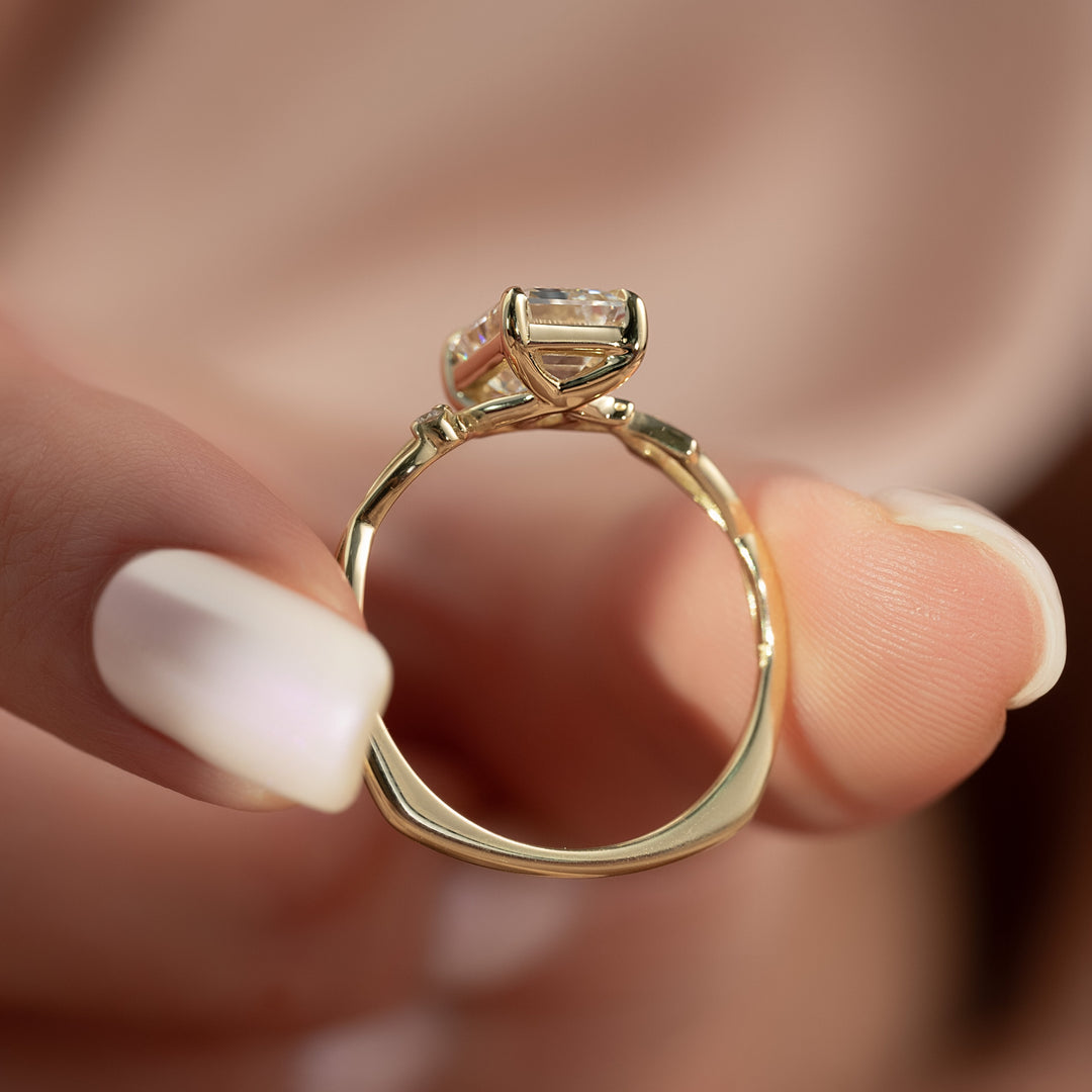 The Coco Emerald Lab Diamond Moissanite Engagement Ring