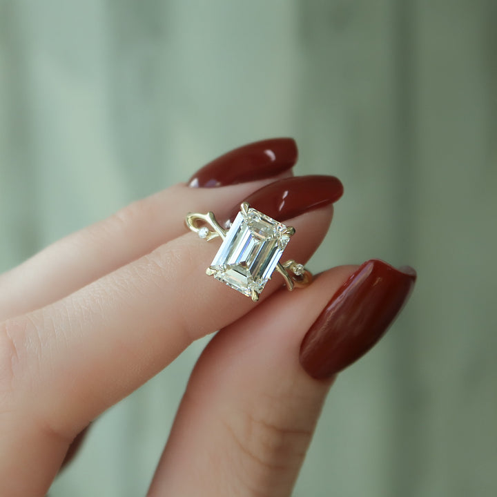 The Coco Emerald Lab Diamond Moissanite Engagement Ring *Shown with 3 ct #material_gold