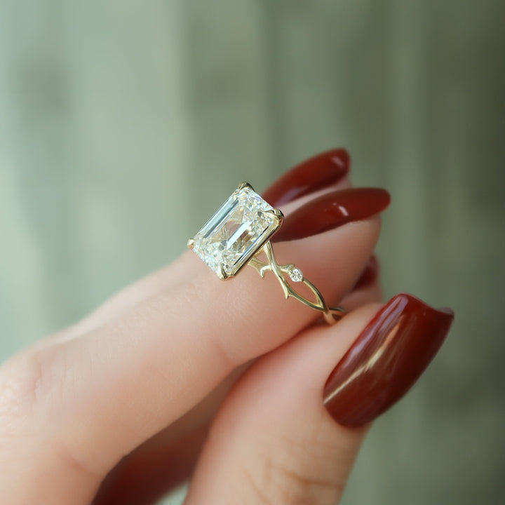 The Coco Emerald Lab Diamond Moissanite Engagement Ring *Shown with 3 ct #material_gold