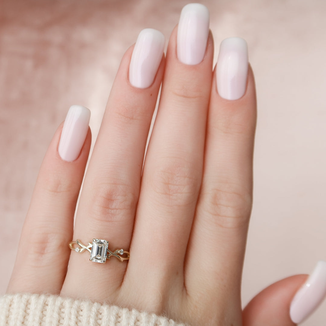 The Coco Emerald Lab Diamond Moissanite Engagement Ring