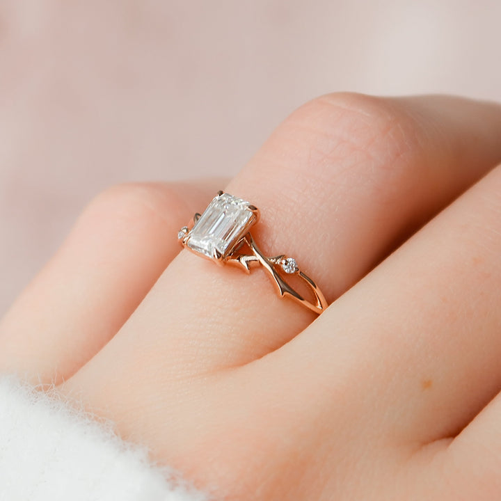 The Coco Emerald Lab Diamond Moissanite Engagement Ring *Shown with 1 ct #material_rose