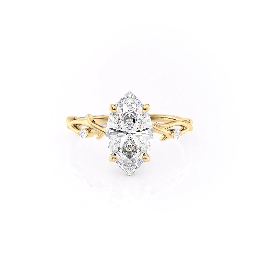 The Coco Set With Marquise Side Stone Lab Diamond 1 Carat 14K Gold#material_gold