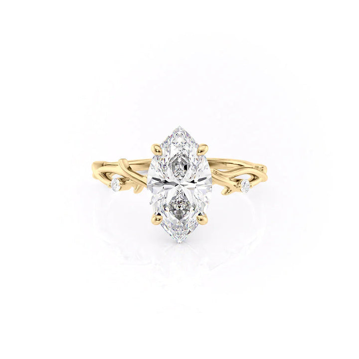 The Coco Set With Marquise Side Stone Lab Diamond 1 Carat 14K Gold#material_gold