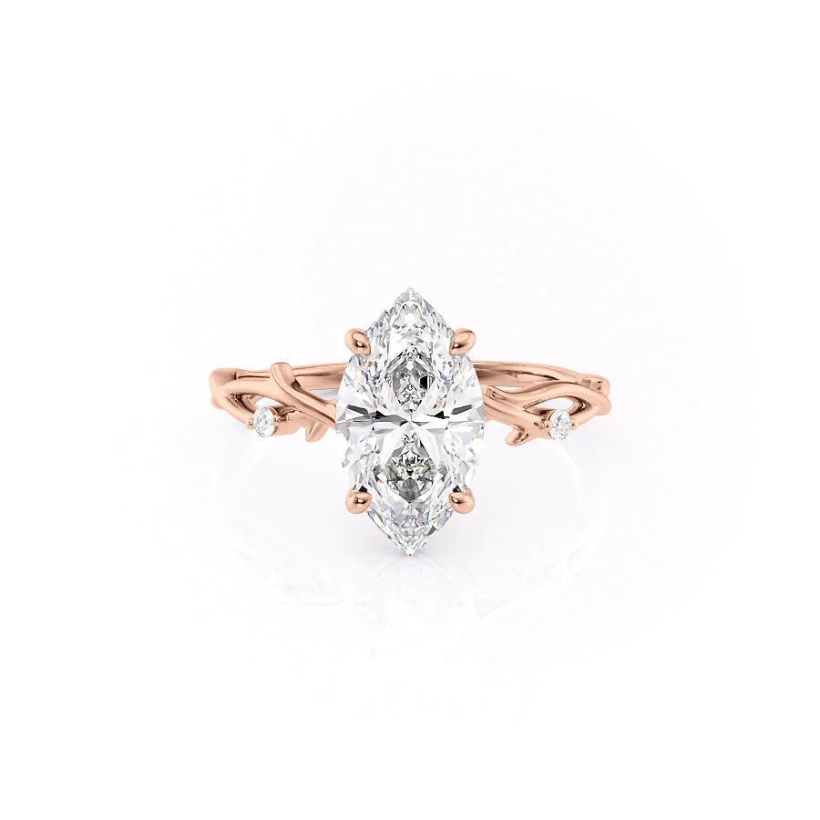 The Coco Set With Marquise Side Stone Lab Diamond 1 Carat 14K Rose#material_rose