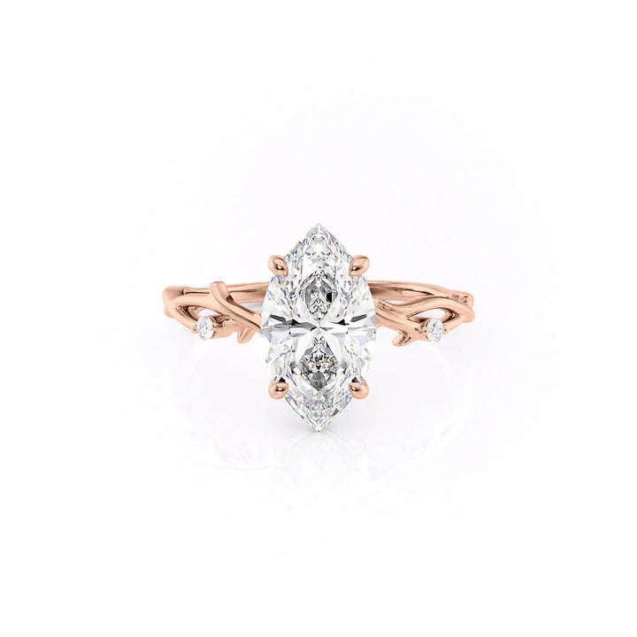 The Coco Set With Marquise Side Stone Lab Diamond 1 Carat 14K Rose#material_rose