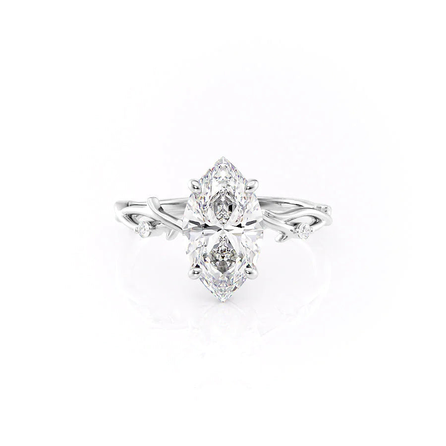 The Coco Set With Marquise Side Stone Lab Diamond 1 Carat 14K White#material_white