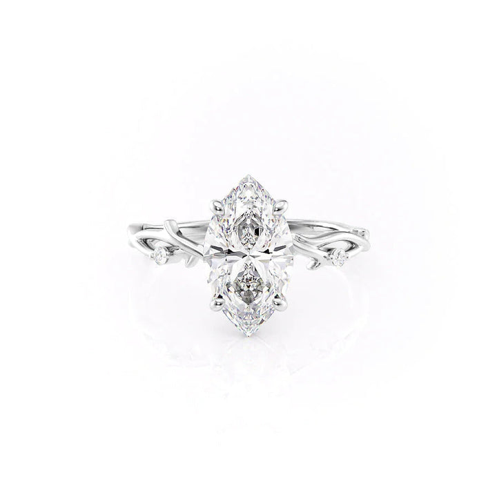 The Coco Set With Marquise Side Stone Lab Diamond 1 Carat 14K White#material_white