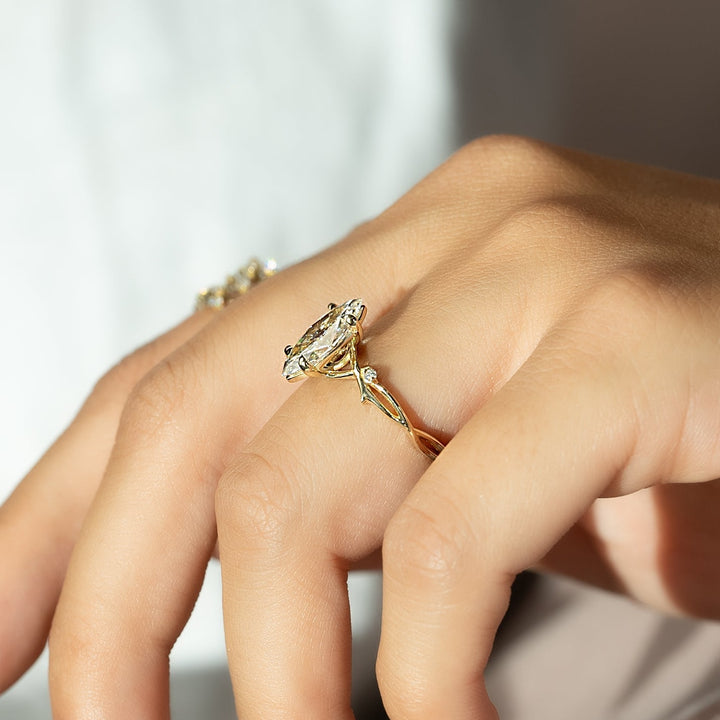 The Coco Marquise Lab Diamond Moissanite Engagement Ring *Shown with 2 ct #material_gold
