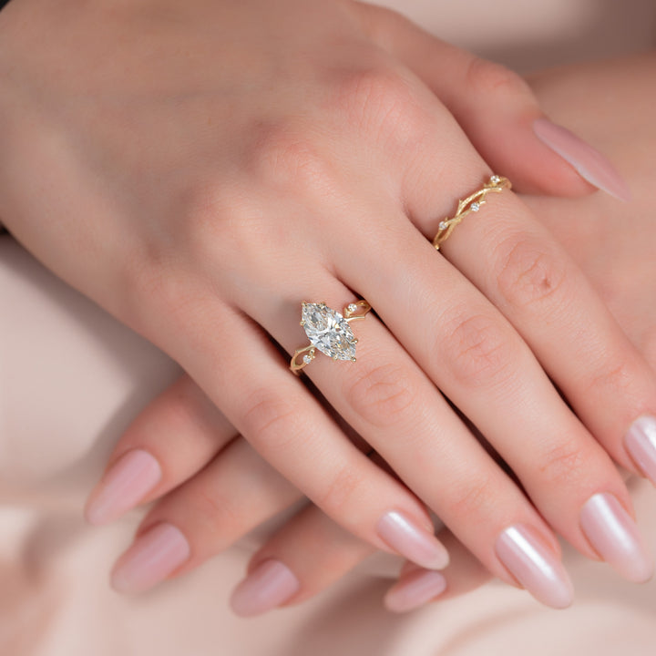 The Coco Marquise Lab Diamond Moissanite Engagement Ring *Shown with 2.5 ct #material_gold