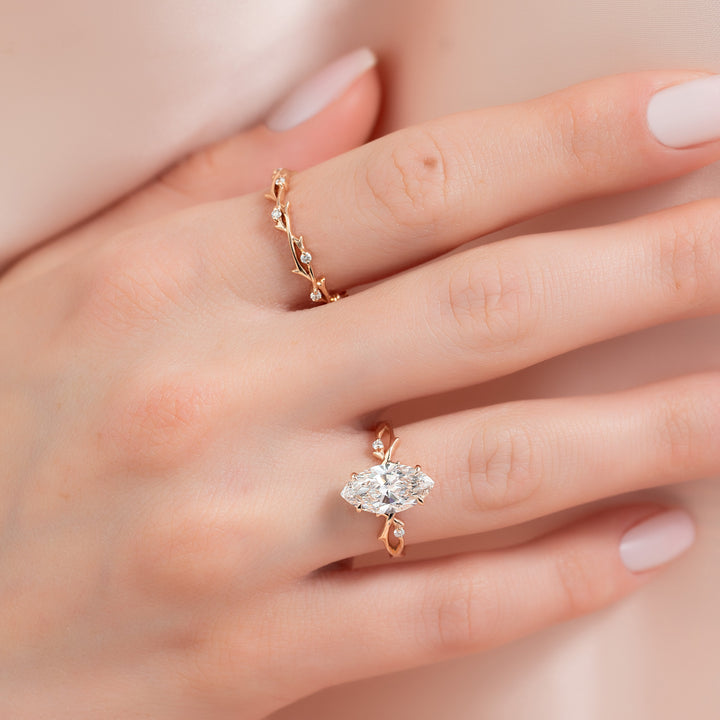 The Coco Marquise Lab Diamond Moissanite Engagement Ring *Shown with 2 ct #material_rose