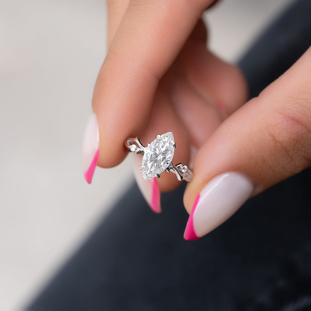 The Coco Marquise Lab Diamond Moissanite Engagement Ring