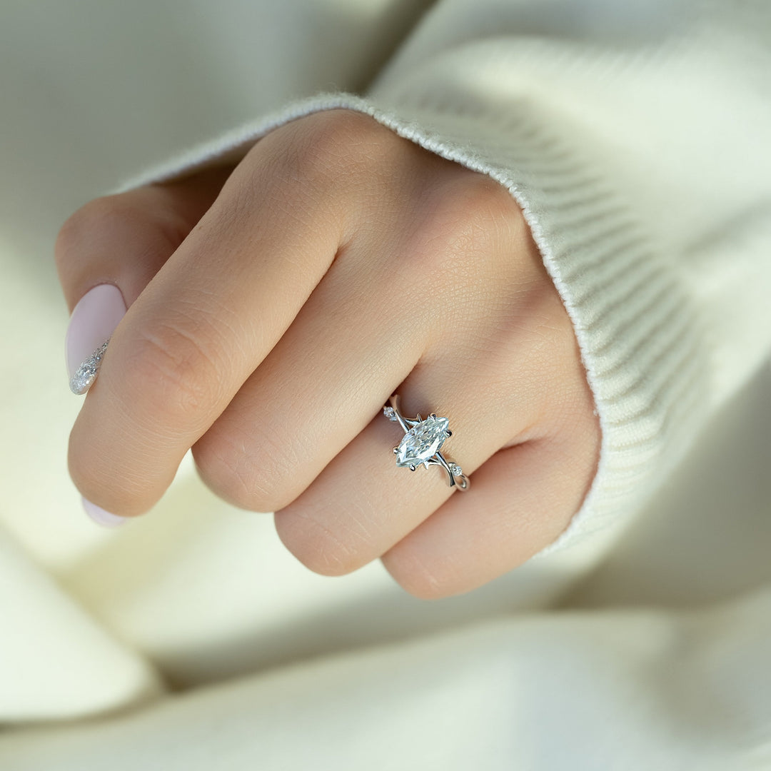 The Coco Marquise Lab Diamond Moissanite Engagement Ring
