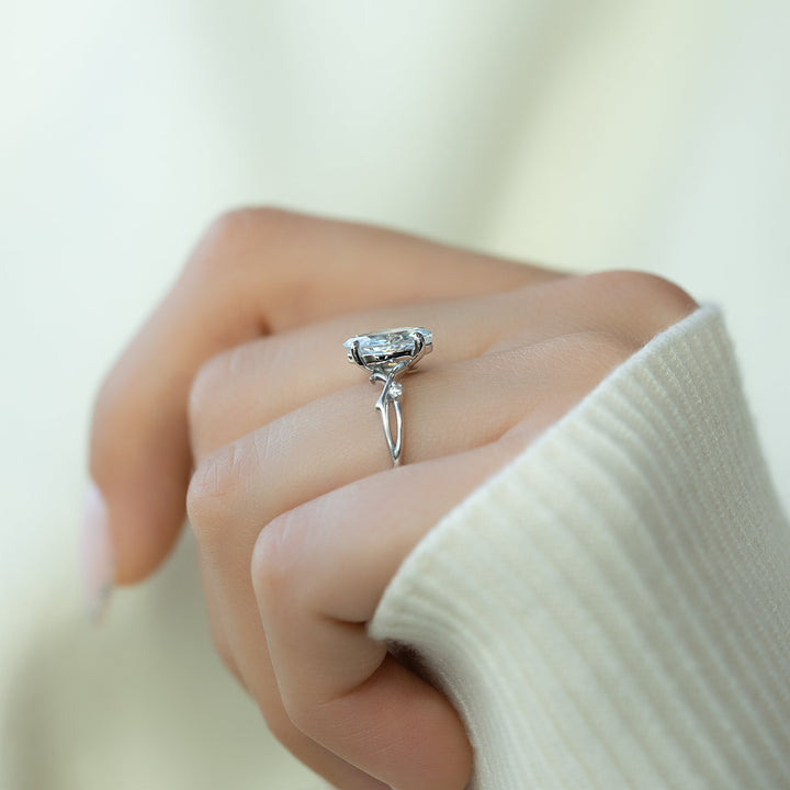 The Coco Marquise Lab Diamond Moissanite Engagement Ring *Shown with 1 ct #material_white