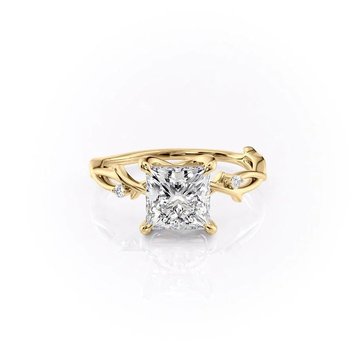 The Coco Set With Princess Side Stone Lab Diamond 1 Carat 14K Gold#material_gold