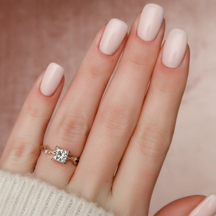 The Coco Set With Princess Side Stone Lab Diamond 2 Carat 14K Rose#material_rose