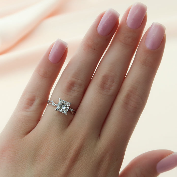 The Coco Princess Lab Diamond Moissanite Engagement Ring *Shown with 2 ct #material_white