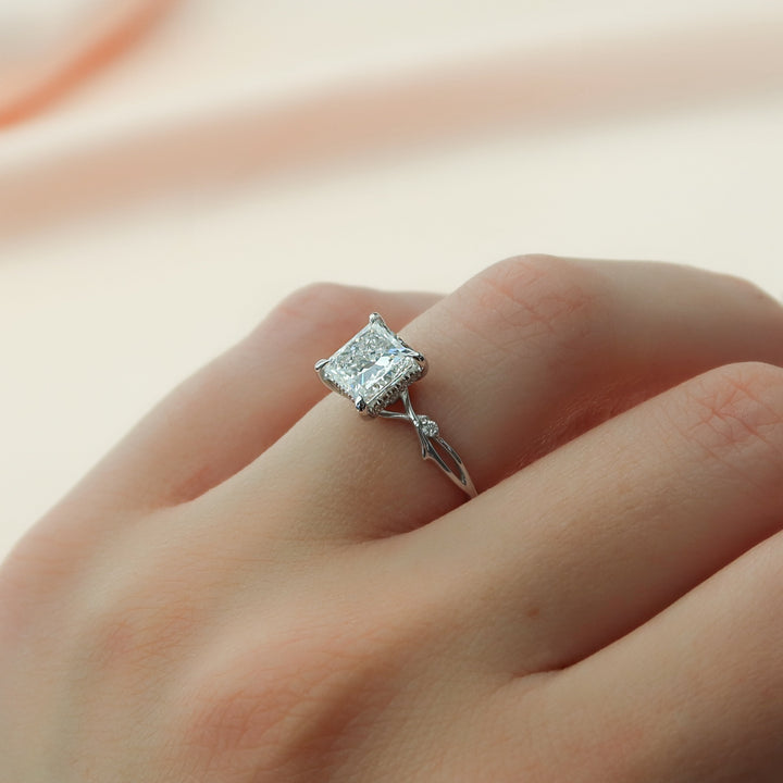 The Coco Princess Lab Diamond Moissanite Engagement Ring *Shown with 2 ct #material_white