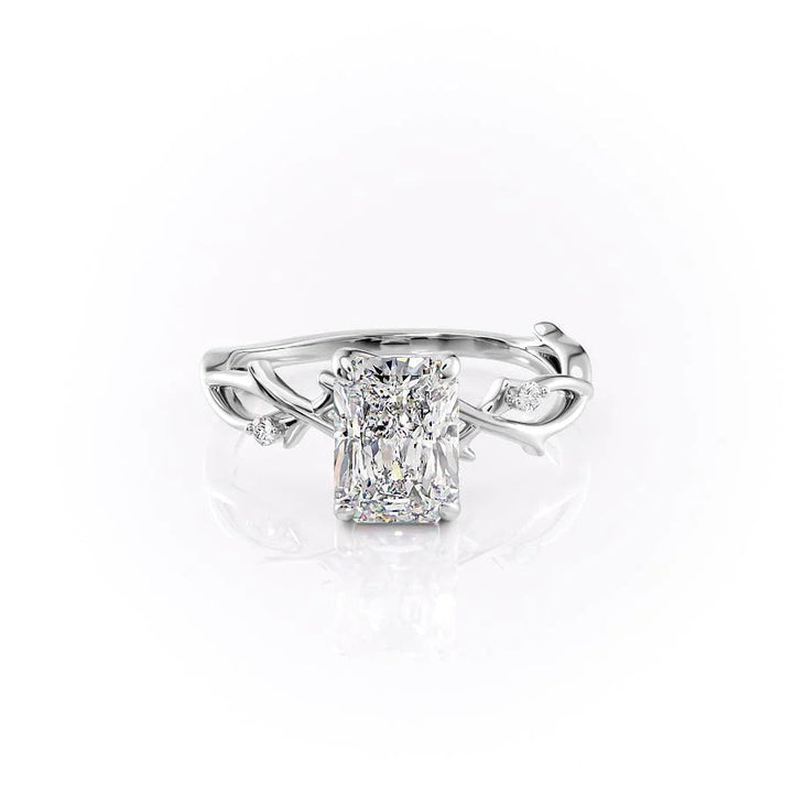 The Coco Set With Radiant Side Stone Lab Diamond 1 Carat 14K White#material_white