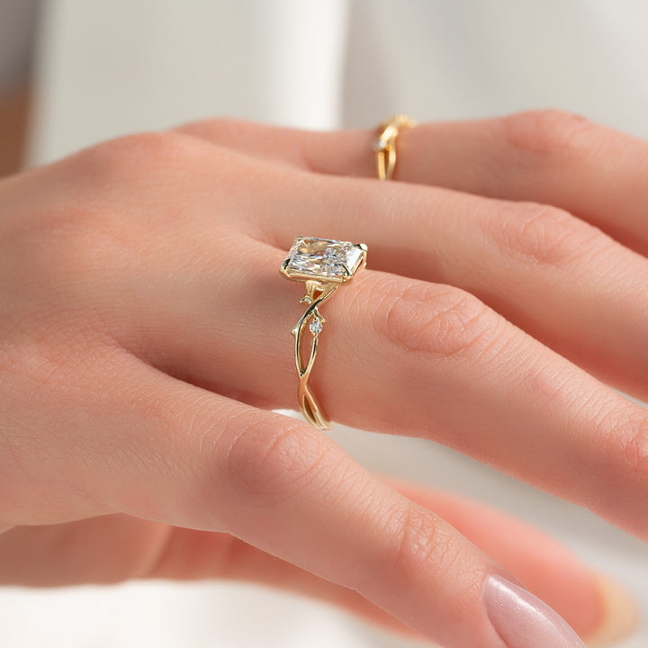 The Coco Radiant Lab Diamond Moissanite Engagement Ring *Shown with 1.5 ct #material_gold