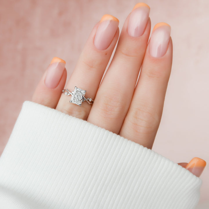 The Coco Radiant Lab Diamond Moissanite Engagement Ring *Shown with 1.5 ct #material_white