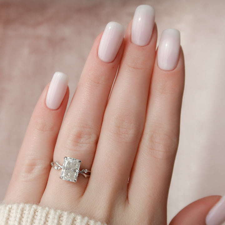 The Coco Radiant Lab Diamond Moissanite Engagement Ring *Shown with 3 ct #material_white