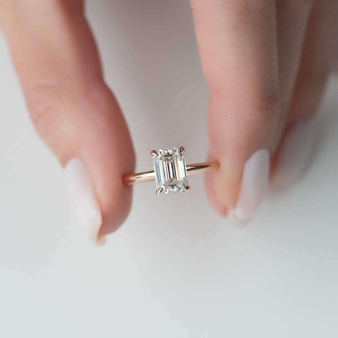 The Crown Liberty Emerald Lab Diamond Moissanite Engagement Ring