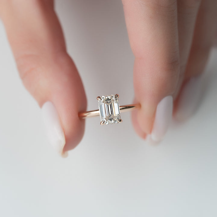 The Crown Liberty Emerald Lab Diamond Moissanite Engagement Ring *Shown with 2 ct #material_rose