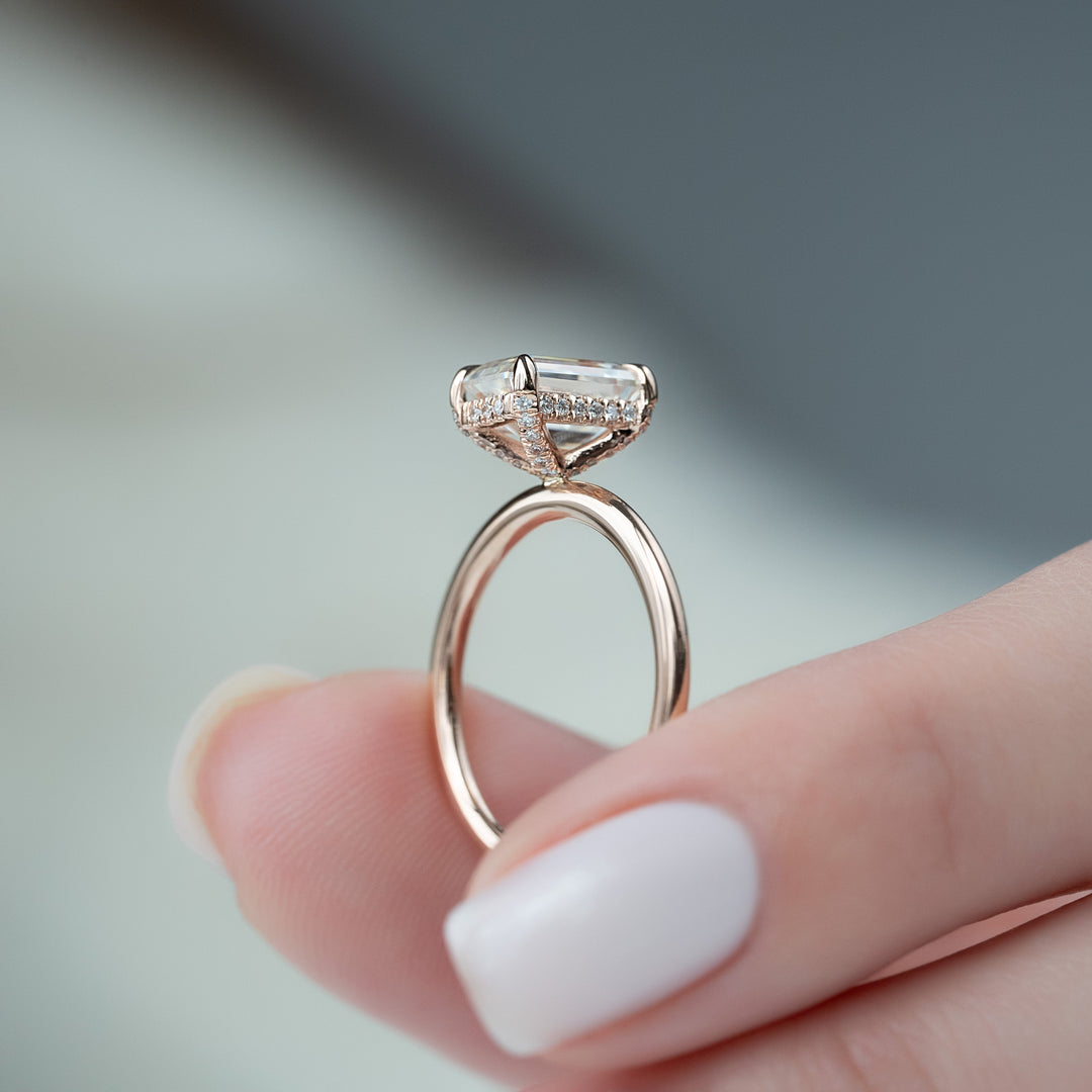 The Crown Liberty Emerald Lab Diamond Moissanite Engagement Ring