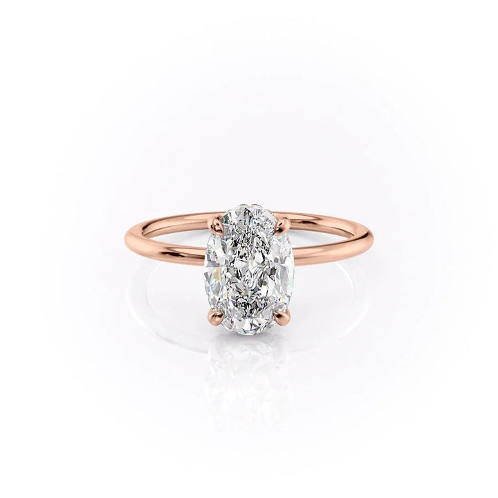 The Crown Liberty Set With Oval Solitaire Lab Diamond 1 Carat 14K Rose#material_rose